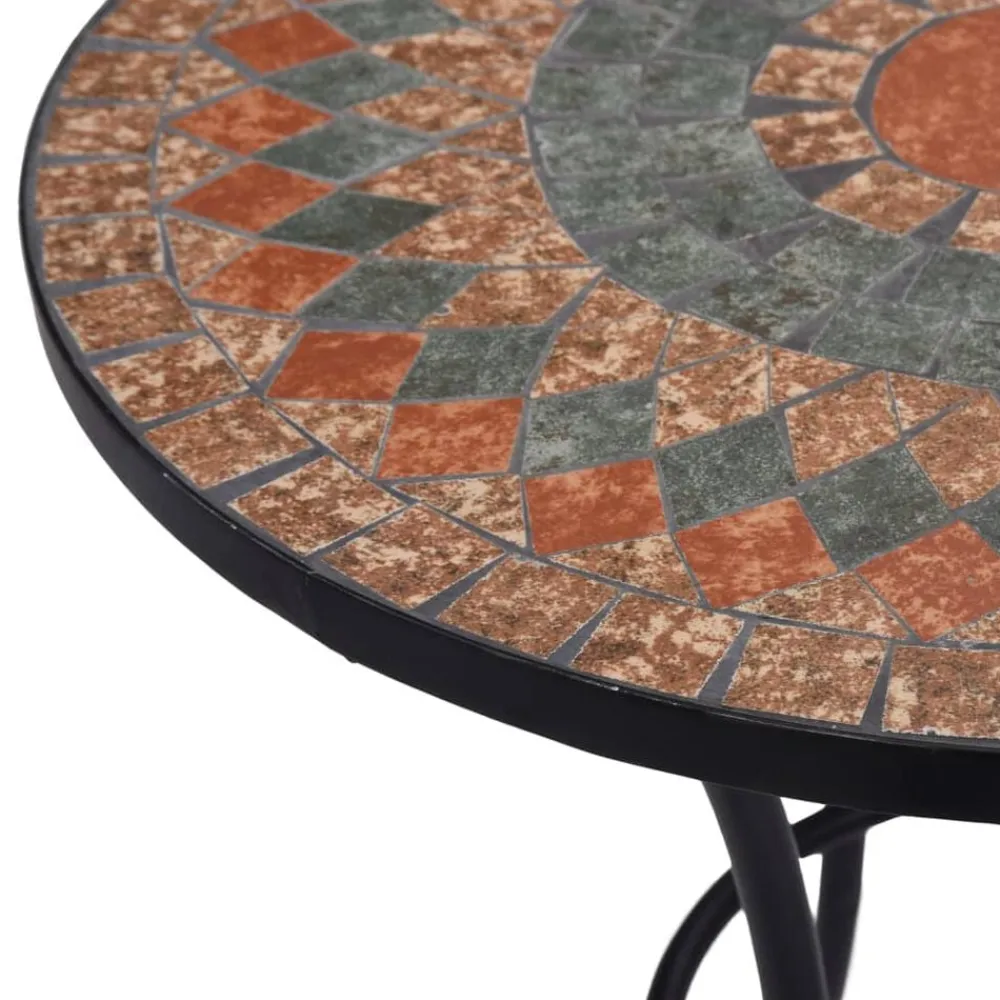 vidaXL Muebles De Jardín-Mesa bistró de mosaico cerámica naranja/gris 60 cm