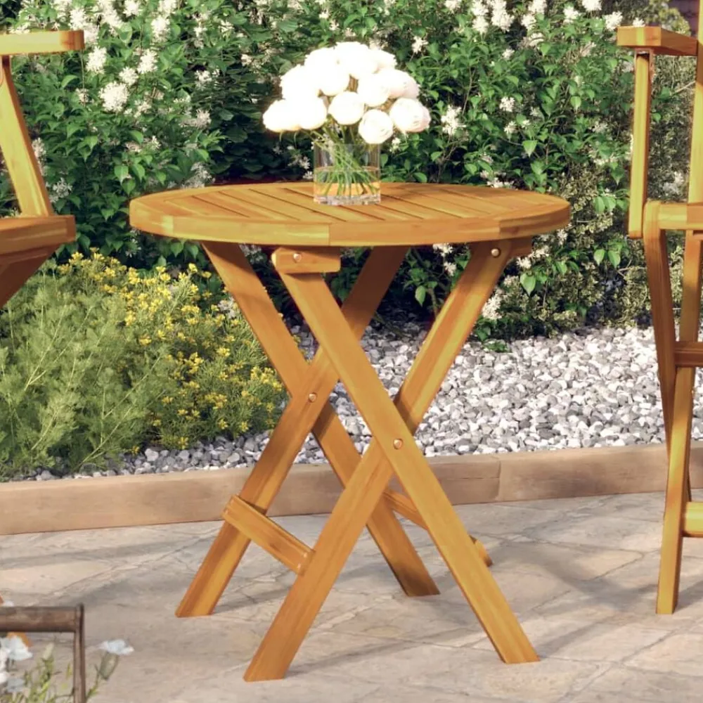 vidaXL Muebles De Jardín-Mesa bistró de terraza madera maciza de acacia Ø46x47 cm