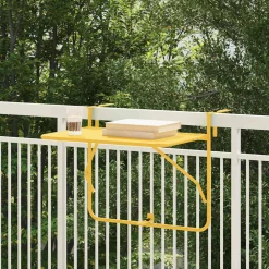 vidaXL Mesa Colgante de Balcón 60 x 39 x 65 cm Acero Mostaza Online