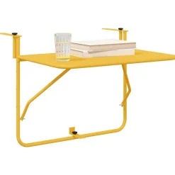 vidaXL Mesa Colgante de Balcón 60 x 39 x 65 cm Acero Mostaza Online