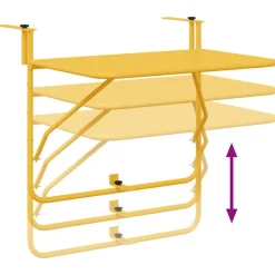 vidaXL Mesa Colgante de Balcón 60 x 39 x 65 cm Acero Mostaza Online