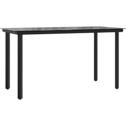 vidaXL Mesa comedor jardín acero y vidrio templado negro 200x100x74 cm Online