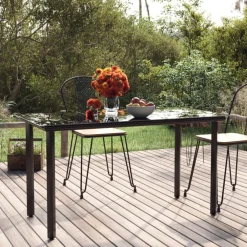vidaXL Mesa comedor jardín acero y vidrio templado negro 200x100x74 cm Online