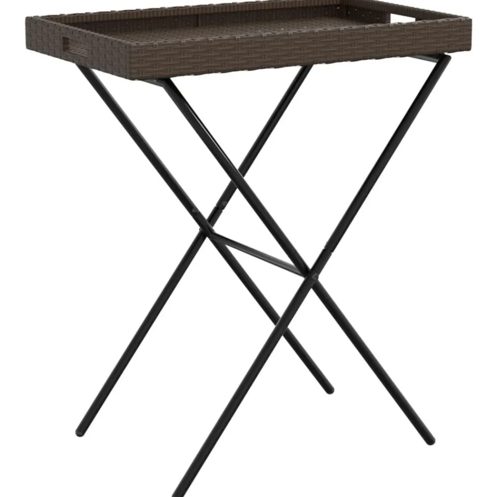 vidaXL Muebles De Jardín-Mesa con bandeja plegable ratán sintético marrón 65x40x75 cm