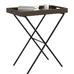 vidaXL Muebles De Jardín-Mesa con bandeja plegable ratán sintético marrón 65x40x75 cm