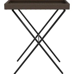 vidaXL Muebles De Jardín-Mesa con bandeja plegable ratán sintético marrón 65x40x75 cm