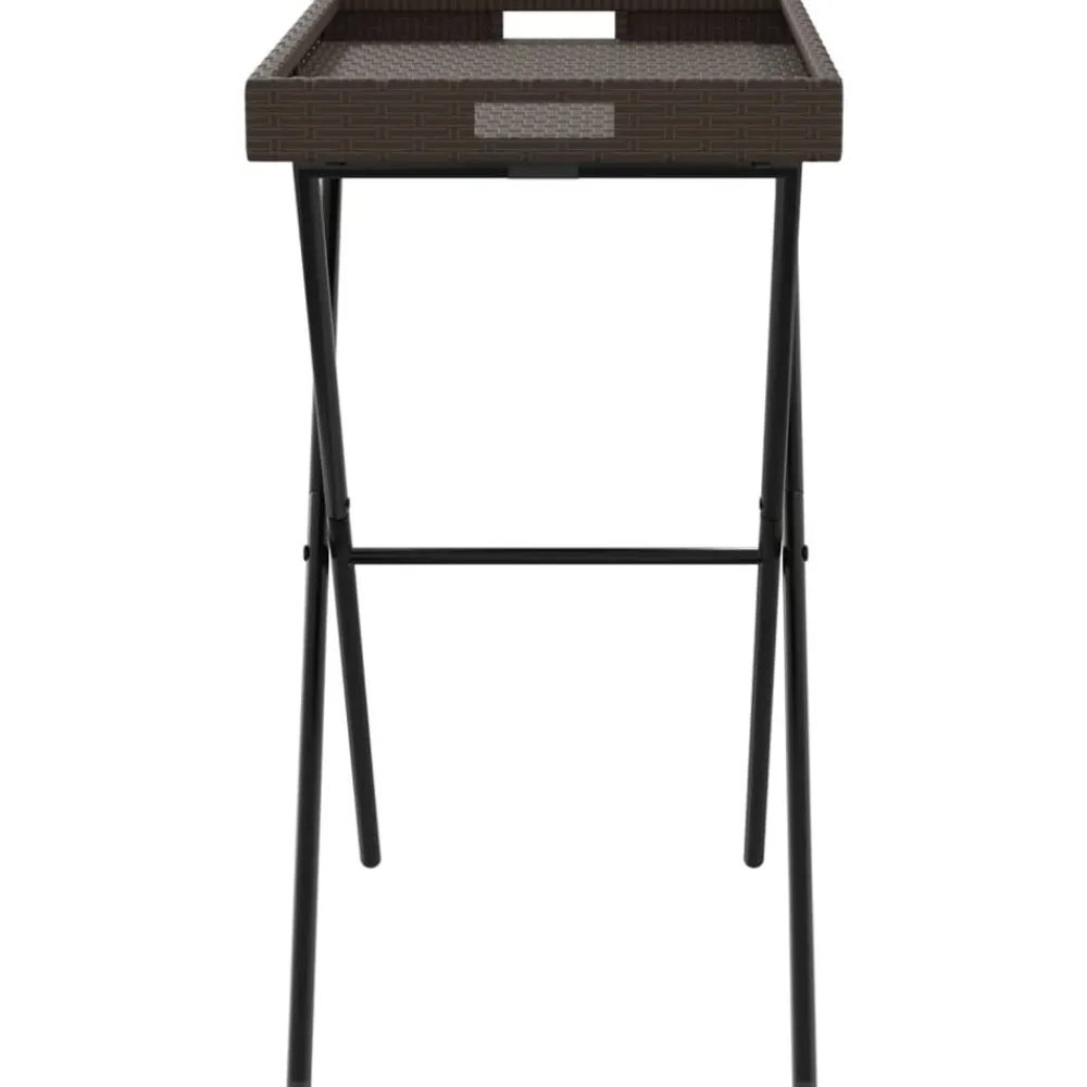 vidaXL Muebles De Jardín-Mesa con bandeja plegable ratán sintético marrón 65x40x75 cm