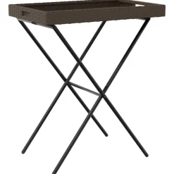 vidaXL Muebles De Jardín-Mesa con bandeja plegable ratán sintético marrón 65x40x75 cm