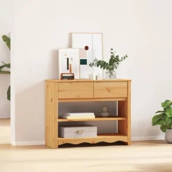 vidaXL Mesa Consola con cajón Drammen Roble 89,5 x 37 x 73 cm color roble Outlet