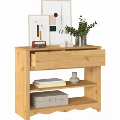 vidaXL Mesa Consola con cajón Drammen Roble 89,5 x 37 x 73 cm color roble Outlet