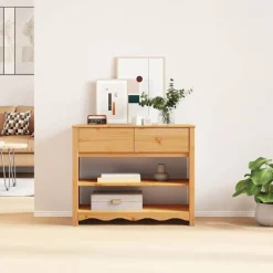 vidaXL Mesa Consola con cajón Drammen Roble 89,5 x 37 x 73 cm color roble Outlet