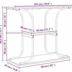 vidaXL Mesas-Mesa Consola con estante 101 x 35 x 80,5 cm
