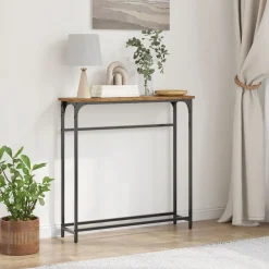 vidaXL Mesas-Mesa Consola con estante Madera vieja 75 x 19,5 x 75 cm