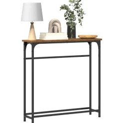 vidaXL Mesas-Mesa Consola con estante Madera vieja 75 x 19,5 x 75 cm
