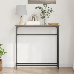 vidaXL Mesas-Mesa Consola con estante Madera vieja 75 x 19,5 x 75 cm