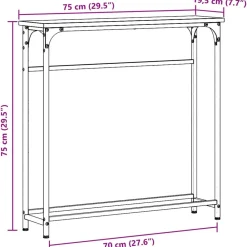 vidaXL Mesas-Mesa Consola con estante Madera vieja 75 x 19,5 x 75 cm