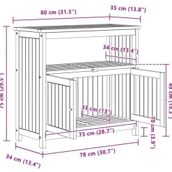 vidaXL Muebles De Jardín-Mesa consola de jardín madera maciza acacia 80x35x75 cm