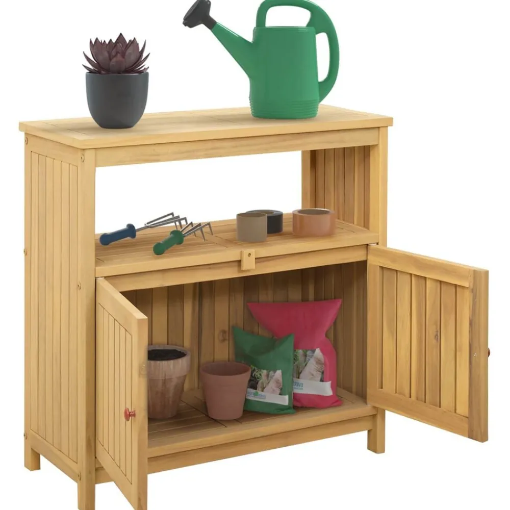 vidaXL Muebles De Jardín-Mesa consola de jardín madera maciza acacia 80x35x75 cm