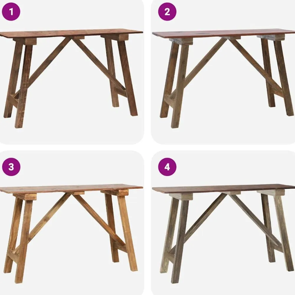 vidaXL Mesas-Mesa consola de madera reciclada mixta 130x40x80 cm