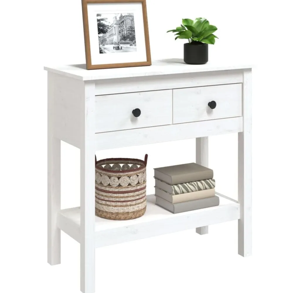 vidaXL Mesa consola de madera maciza de pino 75x35x75 cm Blanco Hot
