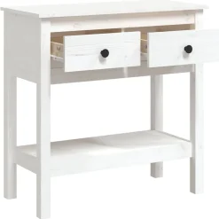 vidaXL Mesa consola de madera maciza de pino 75x35x75 cm Blanco Hot