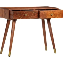 vidaXL Mesas-Mesa consola de madera maciza de acacia 90x35x76 cm