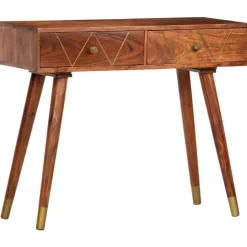 vidaXL Mesas-Mesa consola de madera maciza de acacia 90x35x76 cm