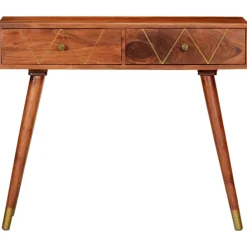 vidaXL Mesas-Mesa consola de madera maciza de acacia 90x35x76 cm
