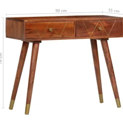 vidaXL Mesas-Mesa consola de madera maciza de acacia 90x35x76 cm