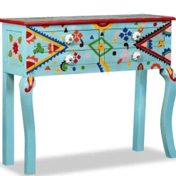 vidaXL Armarios Y Almacenamiento-Mesa consola de madera maciza de mango pintada a mano