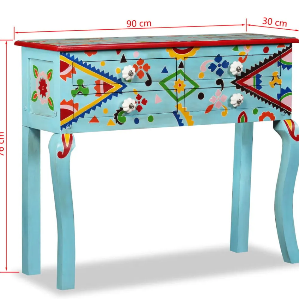 vidaXL Armarios Y Almacenamiento-Mesa consola de madera maciza de mango pintada a mano