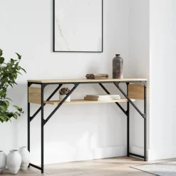 vidaXL Mesa consola estante madera ingeniería 105x30x75cm Roble Sonoma Discount