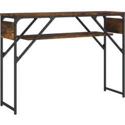 vidaXL Mesas-Mesa consola estante madera ingeniería roble humo 105x30x75 cm
