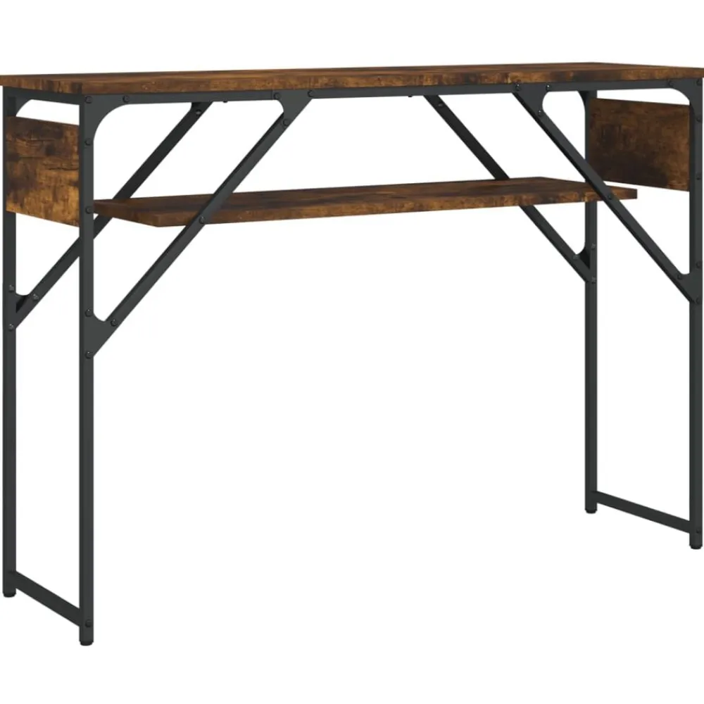 vidaXL Mesas-Mesa consola estante madera ingeniería roble humo 105x30x75 cm