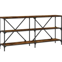 vidaXL Mesas-Mesa consola hierro madera ingeniería 160x30x75cm