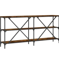 vidaXL Mesas-Mesa consola hierro madera ingeniería 160x30x75cm