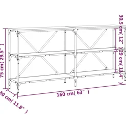 vidaXL Mesas-Mesa consola hierro madera ingeniería 160x30x75cm