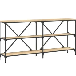 vidaXL Mesa consola hierro madera ingeniería 160x30x75 cm Roble Sonoma Online