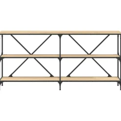 vidaXL Mesa consola hierro madera ingeniería 160x30x75 cm Roble Sonoma Online