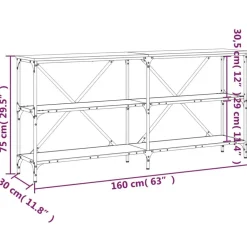 vidaXL Mesa consola hierro madera ingeniería 160x30x75 cm Roble Sonoma Online