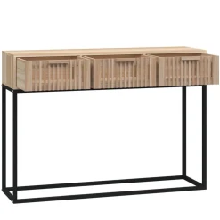 vidaXL Mesas-Mesa consola hierro y madera contrachapada 105x30x75 cm