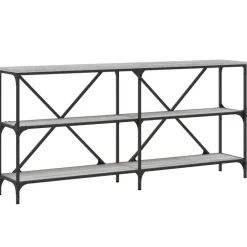 vidaXL Mesa consola hierro y madera ingeniería 160x30x75cm Gris sonoma Hot