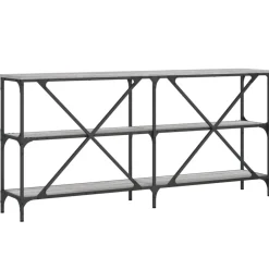 vidaXL Mesa consola hierro y madera ingeniería 160x30x75cm Gris sonoma Hot