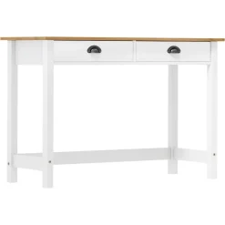 vidaXL Mesa consola Hill con 2 cajones madera pino 110x45x74 cm Blanco y marr&oacute;n Hot