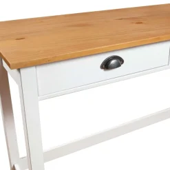 vidaXL Mesa consola Hill con 2 cajones madera pino 110x45x74 cm Blanco y marr&oacute;n Hot
