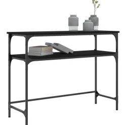vidaXL Mesas-Mesa consola madera de ingeniería negra 100x35,5x75 cm