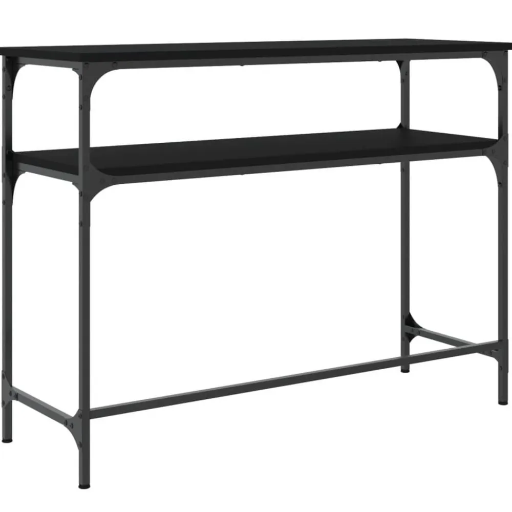 vidaXL Mesas-Mesa consola madera de ingeniería negra 100x35,5x75 cm