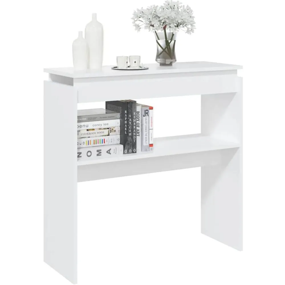 vidaXL Mesas-Mesa consola madera de ingeniería blanca 80x30x80 cm