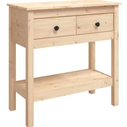 vidaXL Mesa consola madera maciza de pino 75x35x75 cm Natural