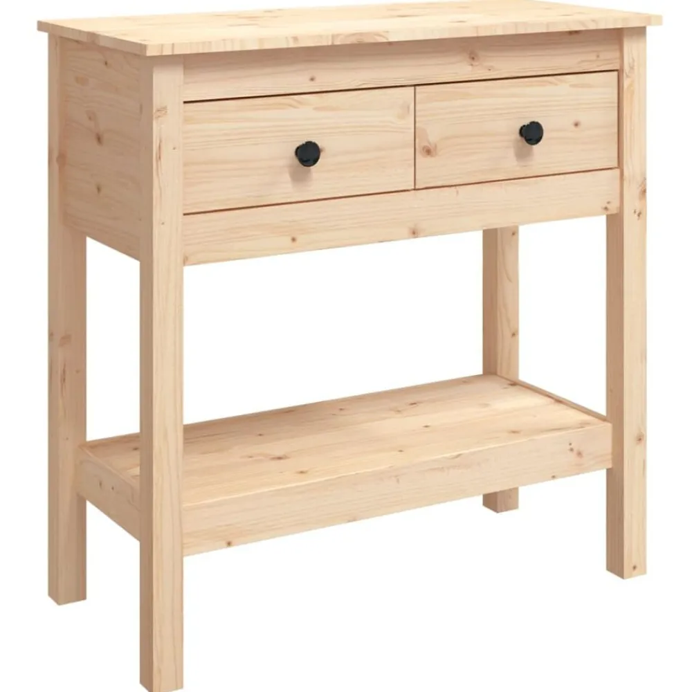 vidaXL Mesa consola madera maciza de pino 75x35x75 cm Natural